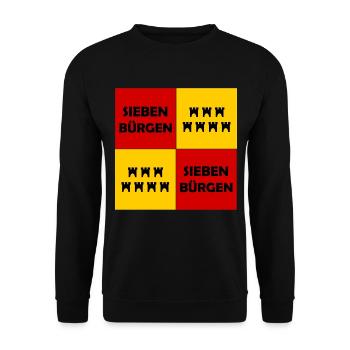 Siebenbürgen Quadrat Muster - Unisex Pullover - Schwarz - Vorne - Alina (178cm) & Michal (187cm)