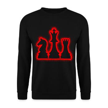 Schachspiel Kinder Schachfiguren Herren Schach - Unisex Pullover - Schwarz - Vorne - Alina (178cm) & Michal (187cm)