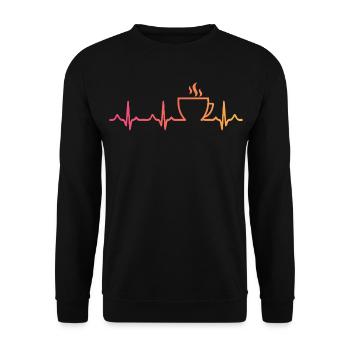 Sonnenuntergangskaffee, Herzschlag, Kaffee - Unisex Pullover - Schwarz - Vorne - Alina (178cm) & Michal (187cm)