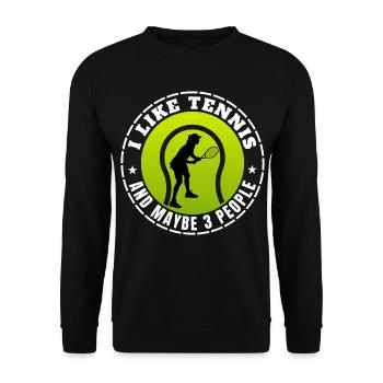 ICH MAG TENNIS UND VIELLEICHT DREI LEUTE - Unisex Pullover - Schwarz - Vorne - Alina (178cm) & Michal (187cm)