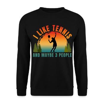 I LIKE TENNIS AND MAYBE 3 PEOPLE  - Unisex Sweatshirt - black - Front - Alina (178cm) & Michal (187cm)