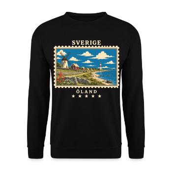 Schweden Öland Vintage Reisemarke - Unisex Pullover - Schwarz - Vorne - Alina (178cm) & Michal (187cm)