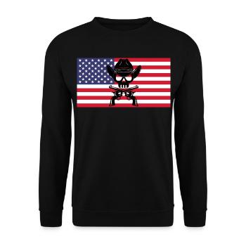 Cowboy skull and American flag - Unisex Sweatshirt - black - Front - Alina (178cm) & Michal (187cm)
