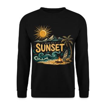 Never Miss A Sunset Surf Beach - Sweat-shirt Unisexe - noir - Devant - Alina (178cm) & Michal (187cm)