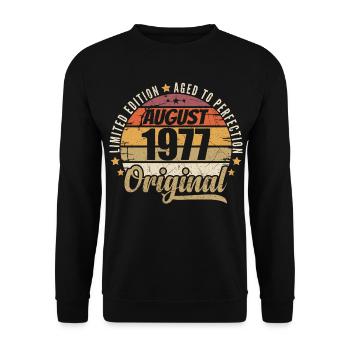 Août 1977 Anniversaire Vintage Rétro Août 1977 - Sweat-shirt Unisexe - noir - Devant - Alina (178cm) & Michal (187cm)