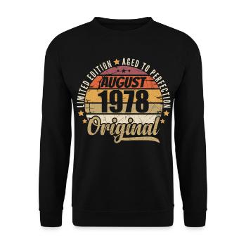 August 1978 Retro Vintage Birthday August 1978 - Unisex Sweatshirt - black - Front - Alina (178cm) & Michal (187cm)