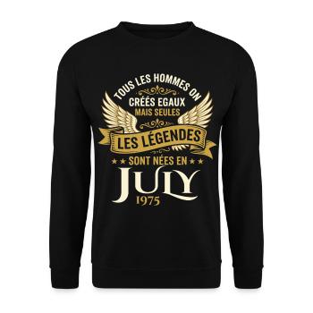 Légende Née En Juillet 1975 Anniversaire - Sweat-shirt Unisexe - noir - Devant - Alina (178cm) & Michal (187cm)
