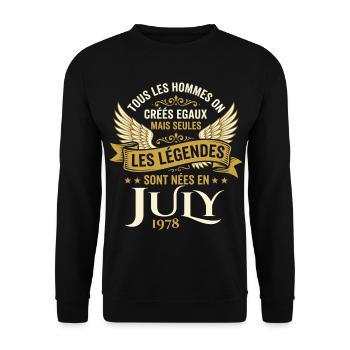 Légende Née En Juillet 1978 Anniversaire - Sweat-shirt Unisexe - noir - Devant - Alina (178cm) & Michal (187cm)
