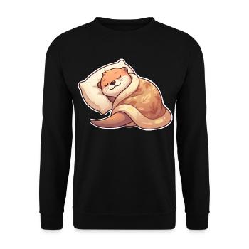 Sleeping Otter - Unisex Sweatshirt - black - Front - Alina (178cm) & Michal (187cm)