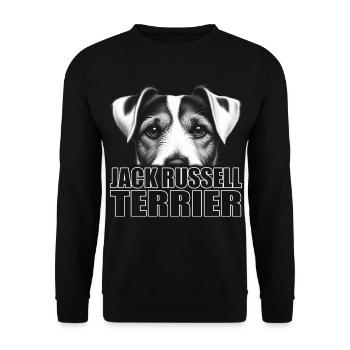 Jack Russell Terrier Portrait with Lettering - Unisex Sweatshirt - black - Front - Alina (178cm) & Michal (187cm)