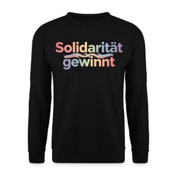 Solidarität Gewinnt Pastel Hoodie Demonstration - Unisex Pullover - Schwarz - Vorne - Alina (178cm) & Michal (187cm)