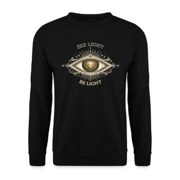 See Light Be Light Sacred Geometry Zen Shirt - Unisex Sweatshirt - black - Front - Alina (178cm) & Michal (187cm)