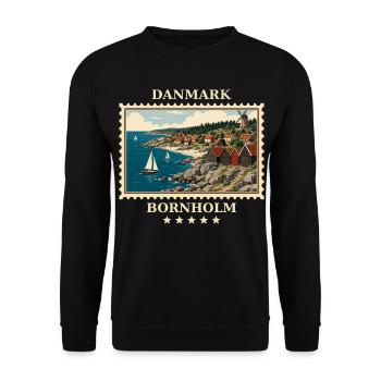 Dänemark Bornholm Vintage Reisemarke - Unisex Pullover - Schwarz - Vorne - Alina (178cm) & Michal (187cm)