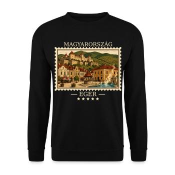 Ungarn Eger Vintage Reisemarke - Unisex Pullover - Schwarz - Vorne - Alina (178cm) & Michal (187cm)