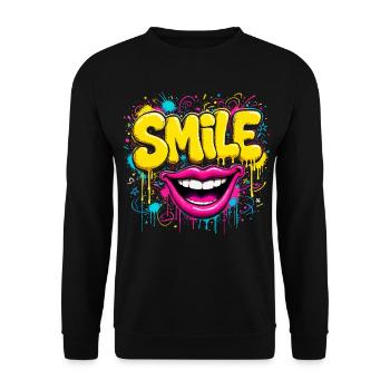 Graffiti smile in neon colors - Unisex Sweatshirt - black - Front - Alina (178cm) & Michal (187cm)