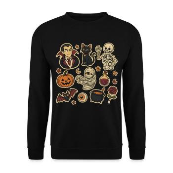 Spooky Halloween Sticker Set - Unisex Sweatshirt - black - Front - Alina (178cm) & Michal (187cm)