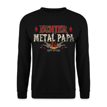 Echter Metal Papa Heavy Metal Geschenk - Unisex Pullover - Schwarz - Vorne - Alina (178cm) & Michal (187cm)