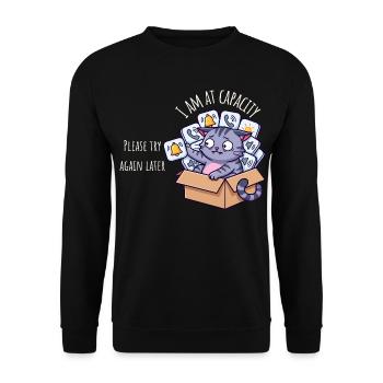 At Capacity – Sensory Overload Cat - Unisex Sweatshirt - black - Front - Alina (178cm) & Michal (187cm)