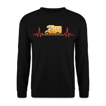 Camping love with the heartbeat and motorhome - Unisex Sweatshirt - black - Front - Alina (178cm) & Michal (187cm)