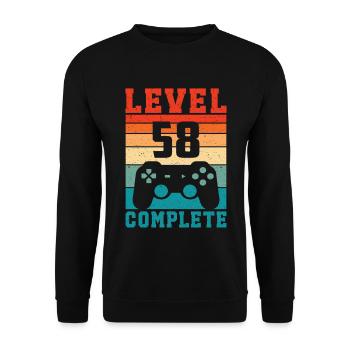 58e anniversaire Niveau 58 Joueur complet 58 ans - Sweat-shirt Unisexe - noir - Devant - Alina (178cm) & Michal (187cm)