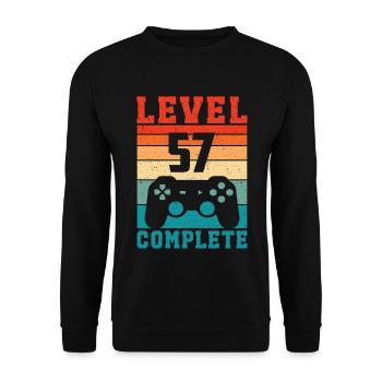 57th Birthday Level 57 Complete 57 Years Gamer - Unisex Sweatshirt - black - Front - Alina (178cm) & Michal (187cm)