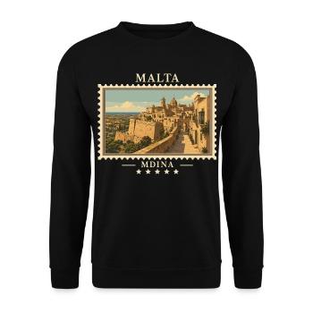 Malta Mdina Vintage Travel Brand - Unisex Sweatshirt - black - Front - Alina (178cm) & Michal (187cm)