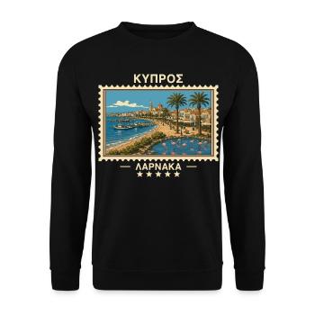 Zypern Larnaka Vintage Reisemarke - Unisex Pullover - Schwarz - Vorne - Alina (178cm) & Michal (187cm)