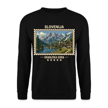 Slowenien Kranjska Gora Vintage Reisemarke - Unisex Pullover - Schwarz - Vorne - Alina (178cm) & Michal (187cm)