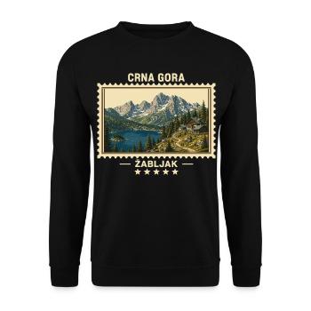 Montenegro Žabljak Vintage Reisemarke - Unisex Pullover - Schwarz - Vorne - Alina (178cm) & Michal (187cm)