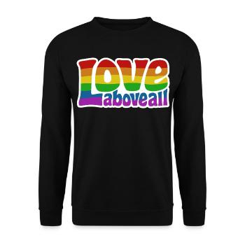 Love Above All | Rainbow Pride Design - Unisex Sweatshirt - black - Front - Alina (178cm) & Michal (187cm)