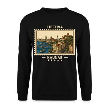 Litauen Kaunas Vintage Reisemarke - Unisex Pullover - Schwarz - Vorne - Alina (178cm) & Michal (187cm)