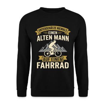 Alten Mann auf einem fahrrad - Unisex Pullover - Schwarz - Vorne - Alina (178cm) & Michal (187cm)