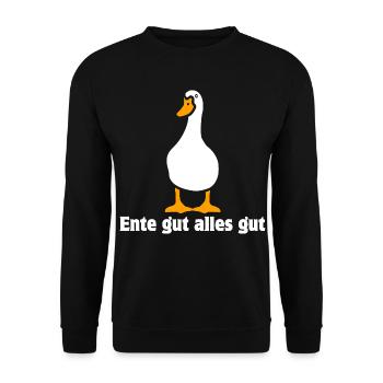 Ente gut alles gut | Cartoon - Unisex Pullover - Schwarz - Vorne - Alina (178cm) & Michal (187cm)