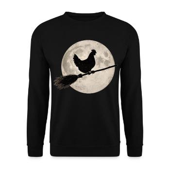 T-shirt Chicken Witch’s Broom, Full Moon Halloween - Sweat-shirt Unisexe - noir - Devant - Alina (178cm) & Michal (187cm)