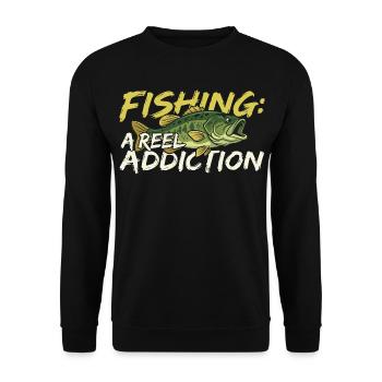 Fishing is a real addiction - Unisex Sweatshirt - black - Front - Alina (178cm) & Michal (187cm)