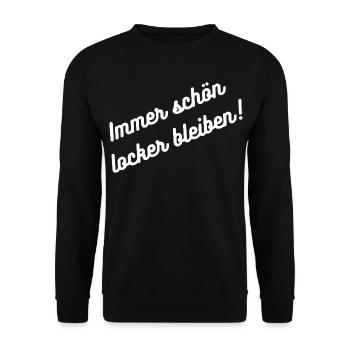 HN Immer schön lachen bleiben Stickerdesign - Unisex Pullover - Schwarz - Vorne - Alina (178cm) & Michal (187cm)