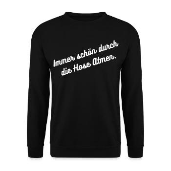 HN Durch die Hose Atmen - Script - Unisex Pullover - Schwarz - Vorne - Alina (178cm) & Michal (187cm)