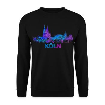 Köln Stadt Skyline Blau Purpur - Unisex Pullover - Schwarz - Vorne - Alina (178cm) & Michal (187cm)