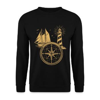Navire à voile Maritime Compass du phare nord - Sweat-shirt Unisexe - noir - Devant - Alina (178cm) & Michal (187cm)