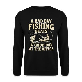 Une mauvaise journée de pêche vaut une bonne journée au bureau - Sweat-shirt Unisexe - noir - Devant - Alina (178cm) & Michal (187cm)