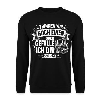 Trinken wir noch einen? - Unisex Pullover - Schwarz - Vorne - Alina (178cm) & Michal (187cm)