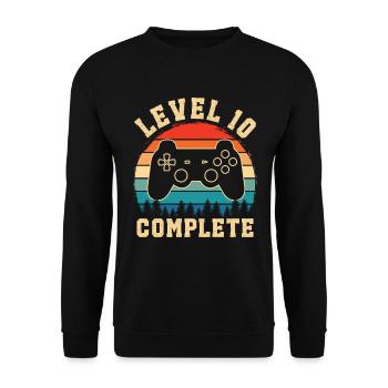 Level 10 complete – 10th anniversary gift - Unisex Sweatshirt - black - Front - Alina (178cm) & Michal (187cm)