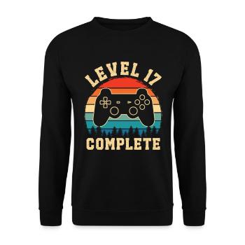 Level 17 complete – 17th anniversary gift - Unisex Sweatshirt - black - Front - Alina (178cm) & Michal (187cm)