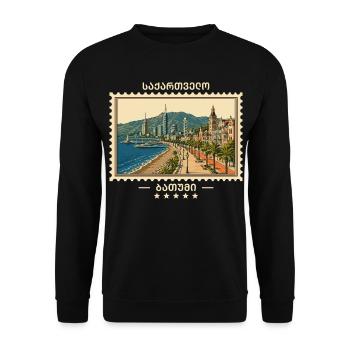 Georgien Batumi Vintage Reisemarke - Unisex Pullover - Schwarz - Vorne - Alina (178cm) & Michal (187cm)