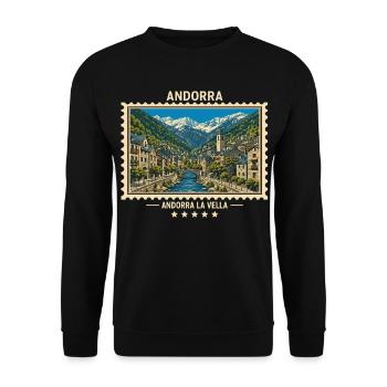 Andorra Andorra la Vella Vintage Reisemarke - Unisex Pullover - Schwarz - Vorne - Alina (178cm) & Michal (187cm)
