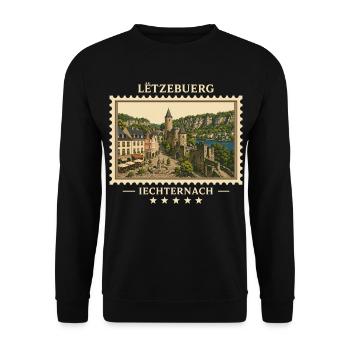 Luxemburg Echternach Vintage Reisemarke - Unisex Pullover - Schwarz - Vorne - Alina (178cm) & Michal (187cm)