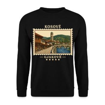 Kosovo Gjakovë Vintage Reisemarke - Unisex Pullover - Schwarz - Vorne - Alina (178cm) & Michal (187cm)