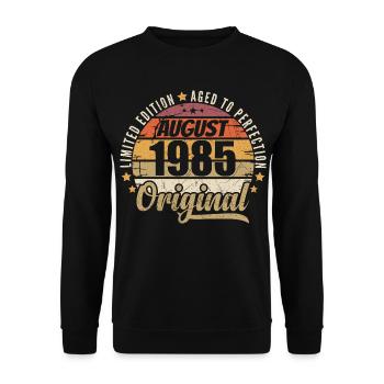 Août 1985 Anniversaire Vintage Rétro Août 1985 - Sweat-shirt Unisexe - noir - Devant - Alina (178cm) & Michal (187cm)