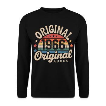 Original Août 1966 Vintage Anniversaire 1966 - Sweat-shirt Unisexe - noir - Devant - Alina (178cm) & Michal (187cm)
