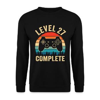 Level 27 complete – 27th anniversary gift - Unisex Sweatshirt - black - Front - Alina (178cm) & Michal (187cm)